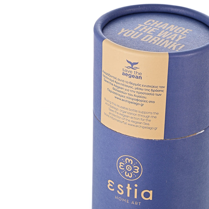 Estia Ποτήρι Θερμός Με Καλαμάκι Save The Aegean Μπλε