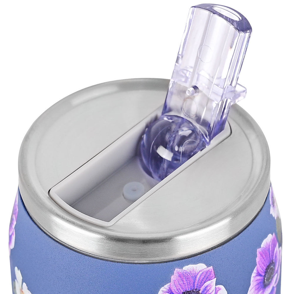 Estia Ποτήρι Θερμός Με Καλαμάκι Save The Aegean 500ml Μωβ Φλοράλ Garden Blue