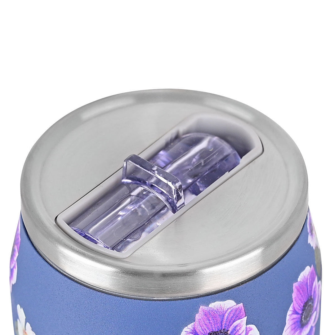 Estia Ποτήρι Θερμός Με Καλαμάκι Save The Aegean 500ml Μωβ Φλοράλ Garden Blue
