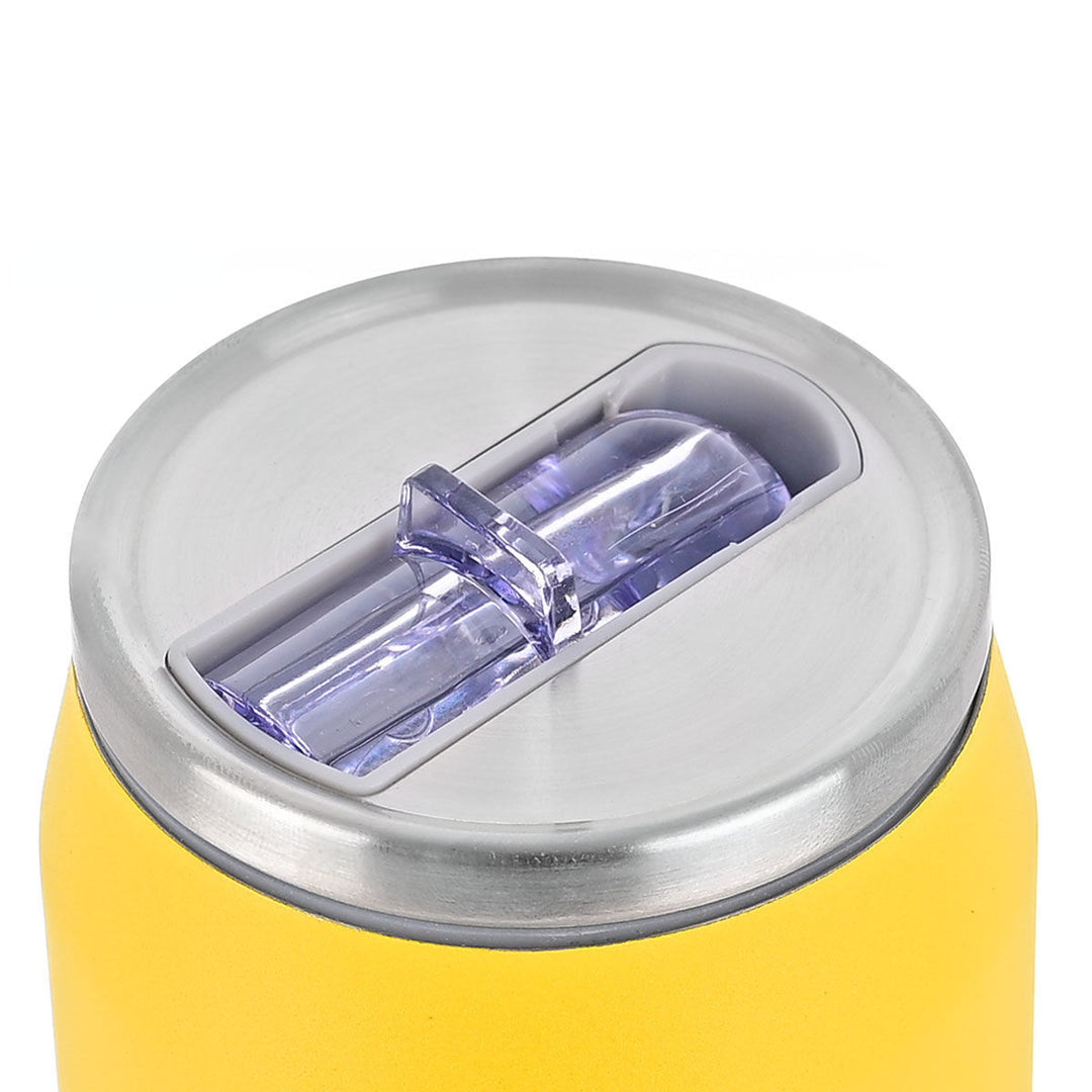 Θερμός Estia Home Art Pineapple Yellow με κλειστή διάφανη βαλβίδα στο καπάκι, φωτογραφημένος σε λευκό φόντο.