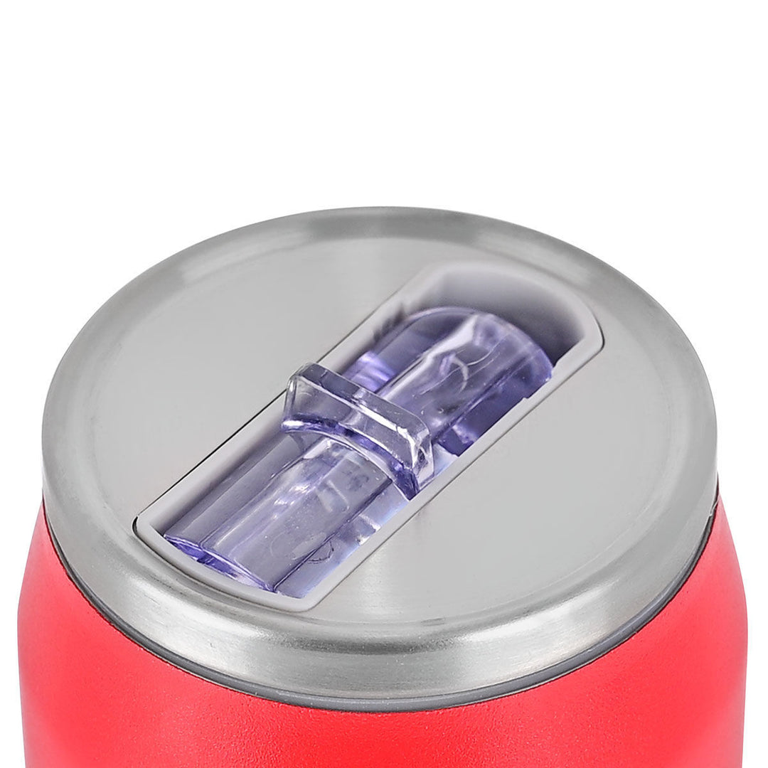 Θερμός Estia Home Art Scarlet Red με καπάκι inox και κλειστή διάφανη βαλβίδα, φωτογραφημένος σε λευκό φόντο.