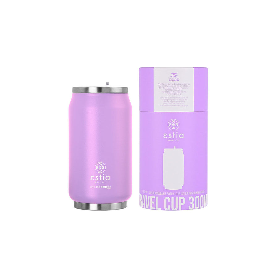 Estia Ποτήρι Θερμός Με Καλαμάκι Save The Aegean 300ml Λιλά Lavender Purple Travel Cup