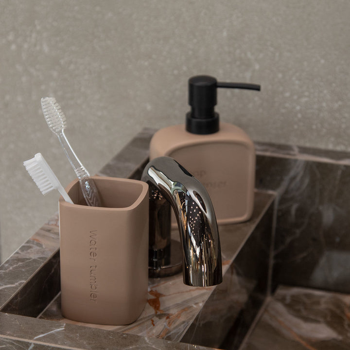 Estia Δοχείο Κρεμοσάπουνου Ρητίνης Μπεζ 210ml Text