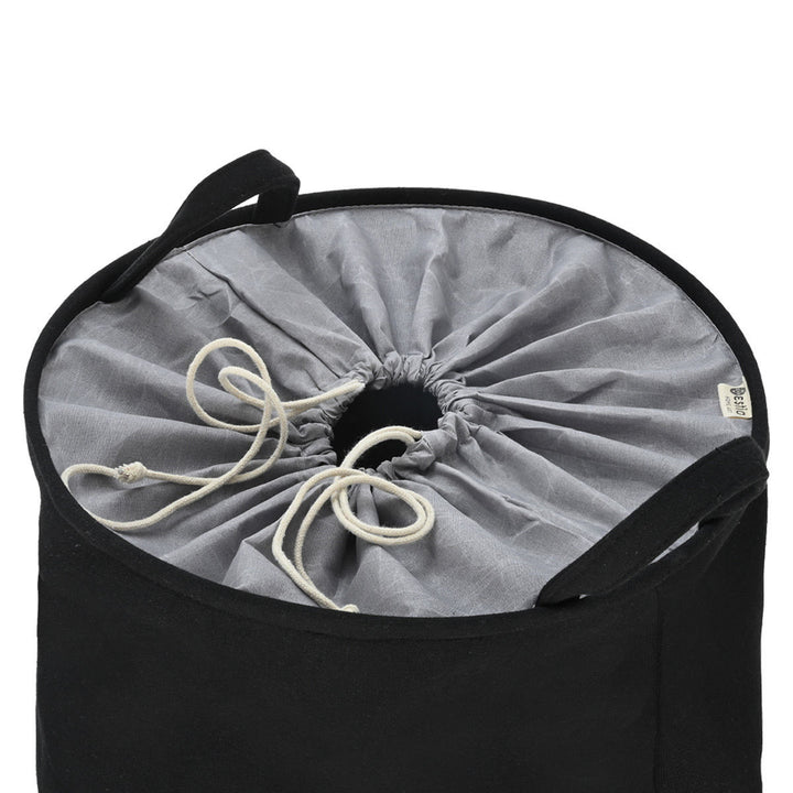 Καλάθι Απλύτων Υφασμάτινο Μαύρο Με Χερούλια 36x36x50cm Fjord Magnet Estia