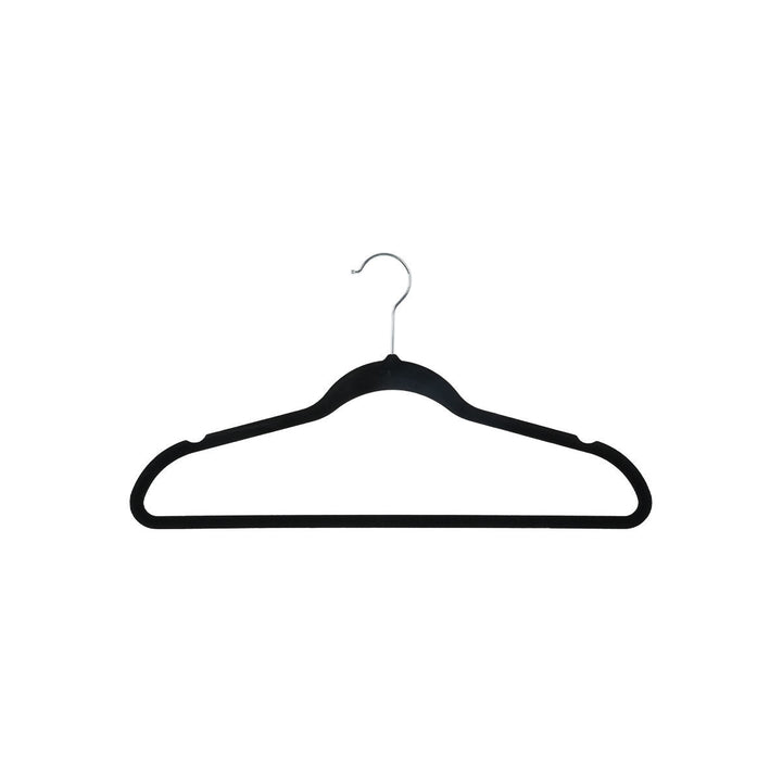 Κρεμάστρα Ρούχων Με Εγκοπές Αντιολισθητική Βελουτέ Μαύρη Σετ 3τμχ Estia