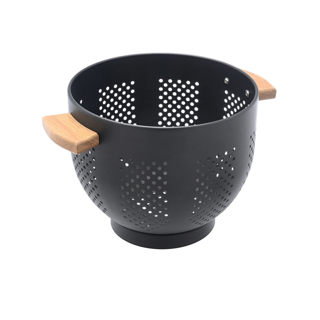 Σουρωτήρι Ζυμαρικών Ανοξείδωτο 22cm Με Ξύλινες Λαβές Μαύρο Allure Estia