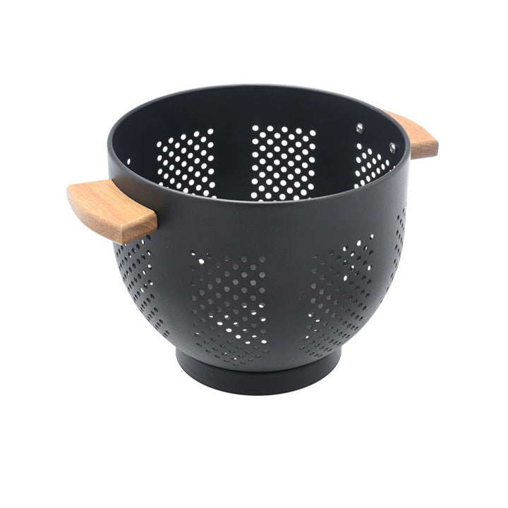 Σουρωτήρι Ζυμαρικών Ανοξείδωτο 22cm Με Ξύλινες Λαβές Μαύρο Allure Estia