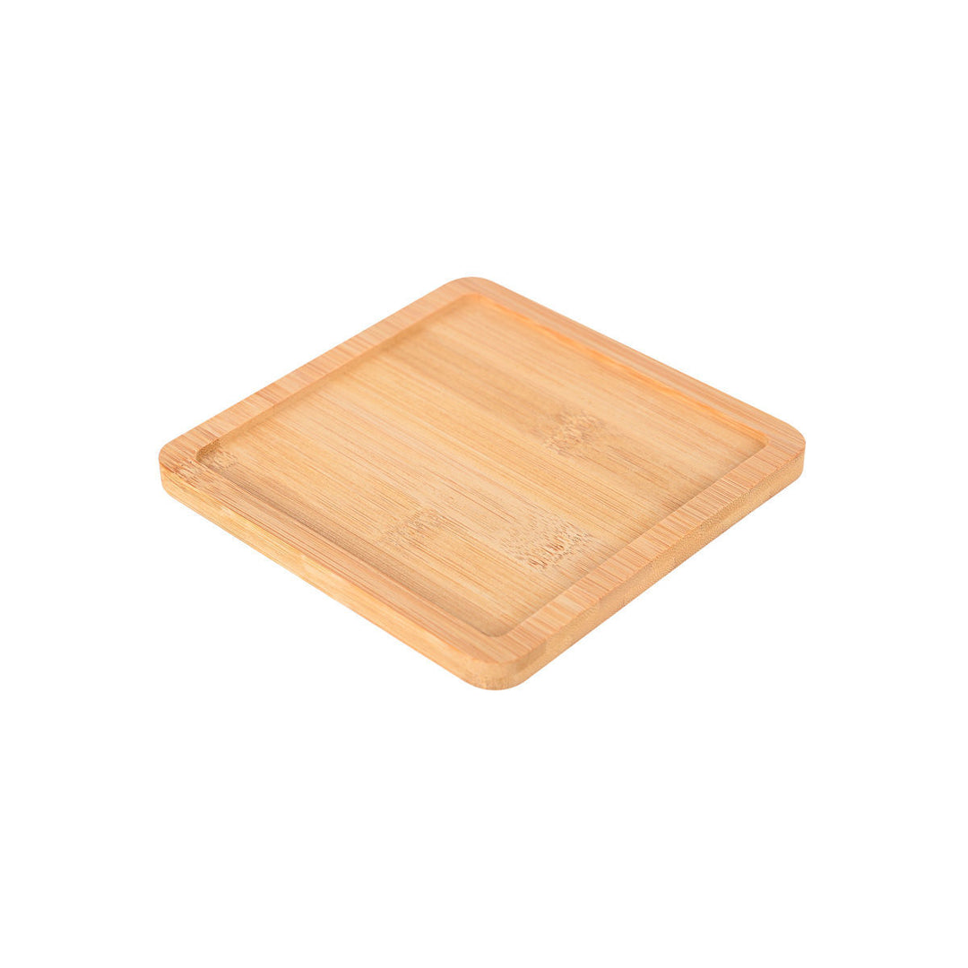 Τηγάνι Μαύρο Σερβιρίσματος Από Χυτοσίδηρο Τετράγωνο Με Βάση Bamboo 14cm