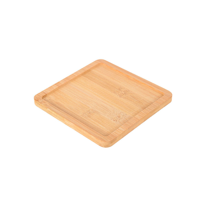 Τηγάνι Μαύρο Σερβιρίσματος Από Χυτοσίδηρο Τετράγωνο Με Βάση Bamboo 14cm