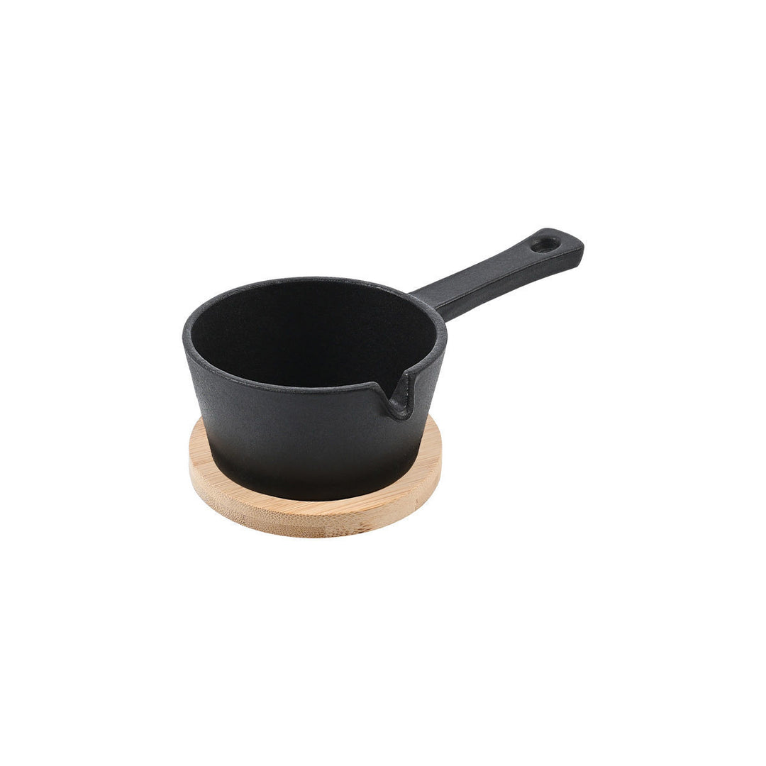 Τηγάνι Βαθύ Μαύρο Σερβιρίσματος Από Χυτοσίδηρο Με Βάση Bamboo 9,5cm