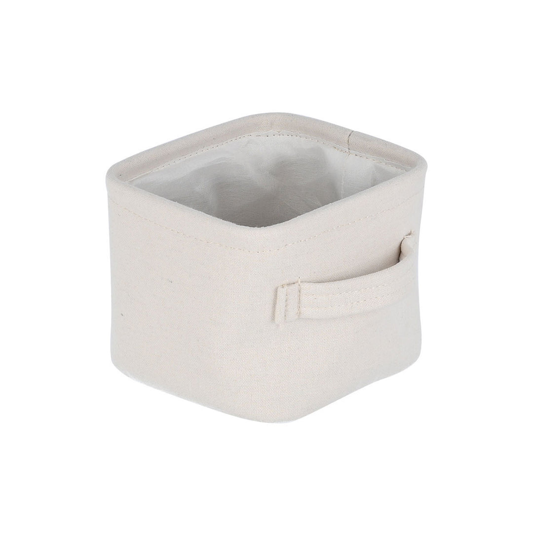 Καλάθι Αποθήκευσης & Οργάνωσης Υφασμάτινο Με Χερούλια Εκρού 13.5x12.5x10.5cm Ivory Estia