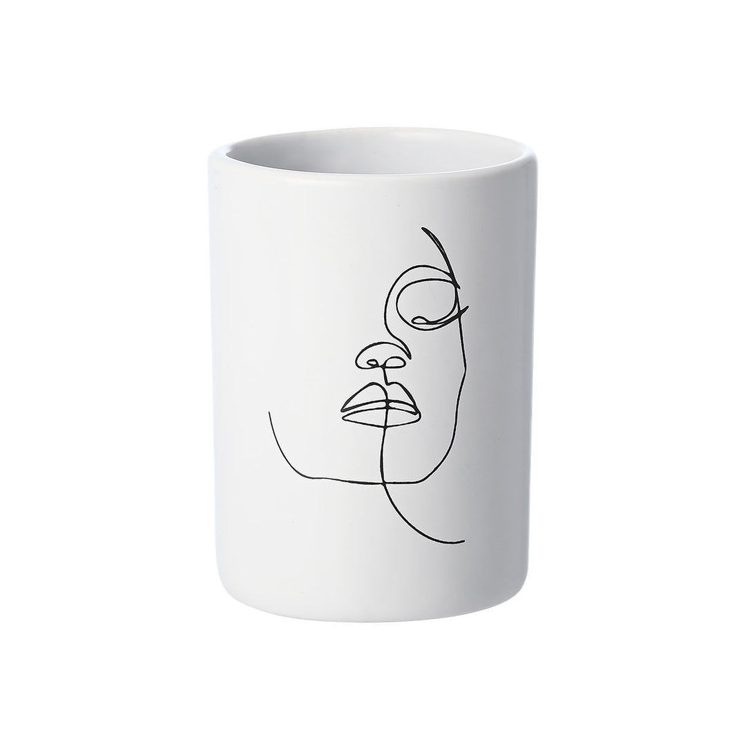 Estia Ποτηράκι Μπάνιου Κεραμικό Λευκό Line Art