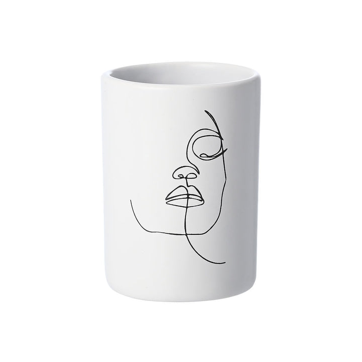 Estia Ποτηράκι Μπάνιου Κεραμικό Λευκό Line Art