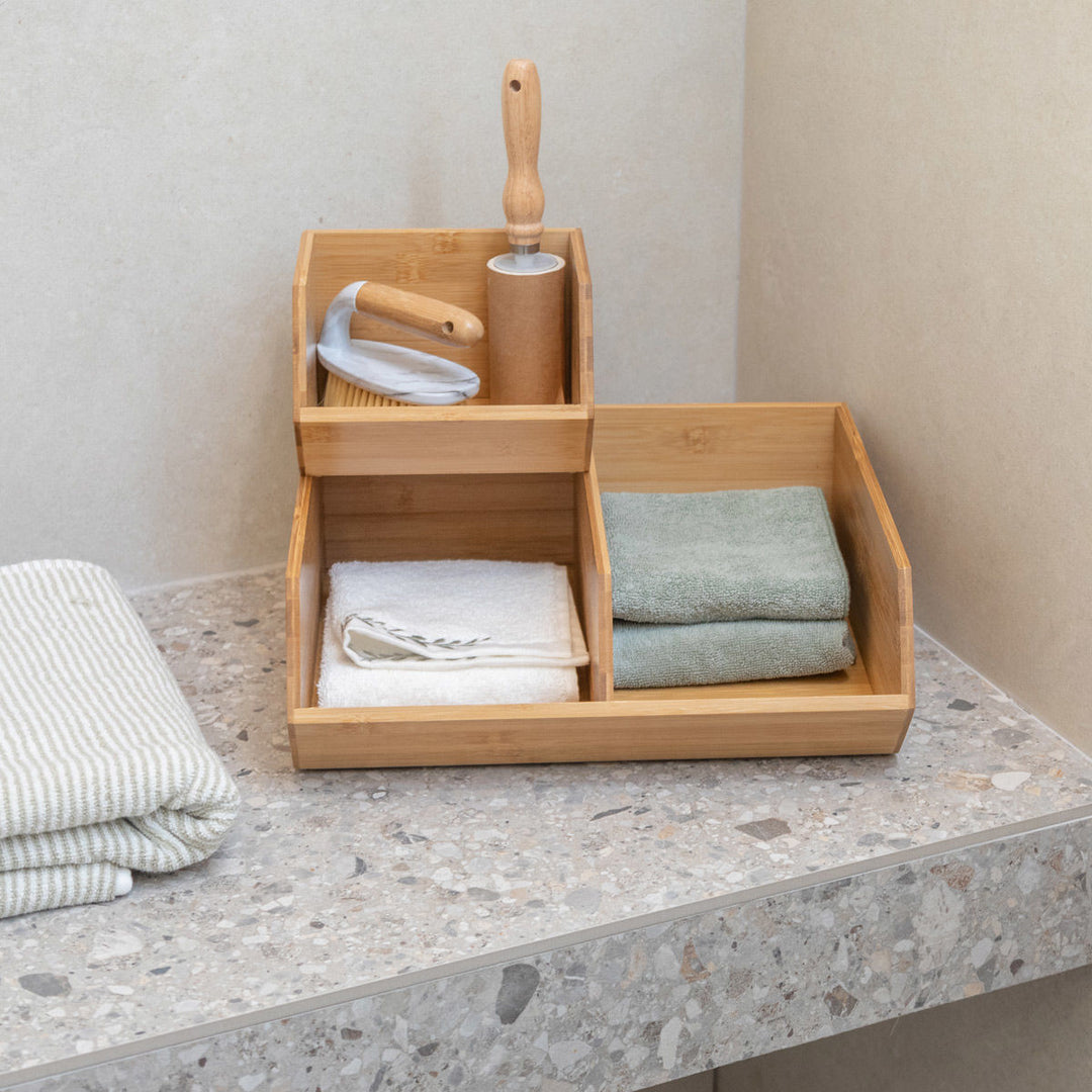 Κουτί Αποθήκευσης Και Οργάνωσης Ξύλινο 35x31 Bamboo Essentials Estia