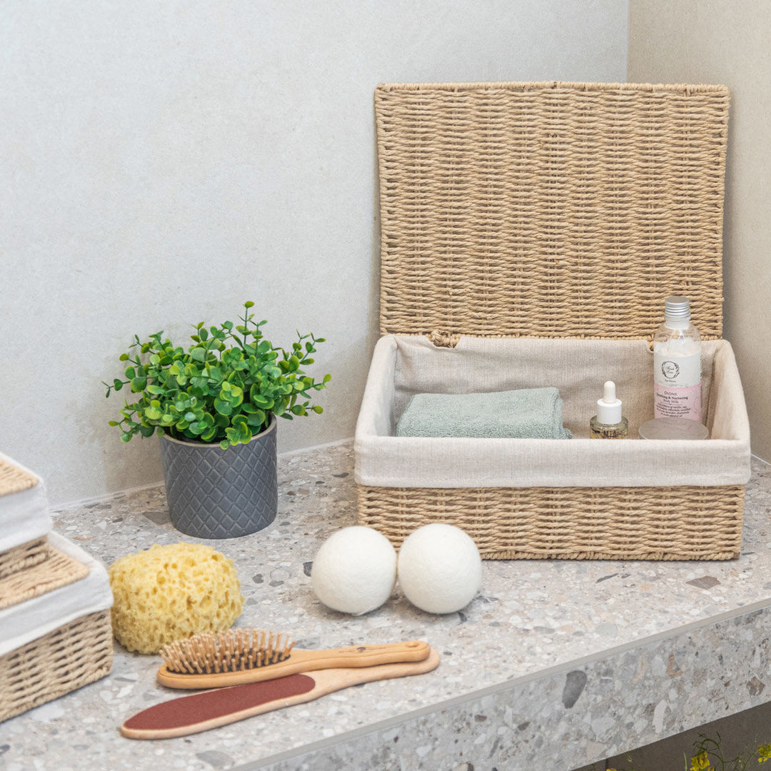 Καλάθι Αποθήκευσης & Οργάνωσης Με Επένδυση & Καπάκι 28x20x10cm Botanica Estia