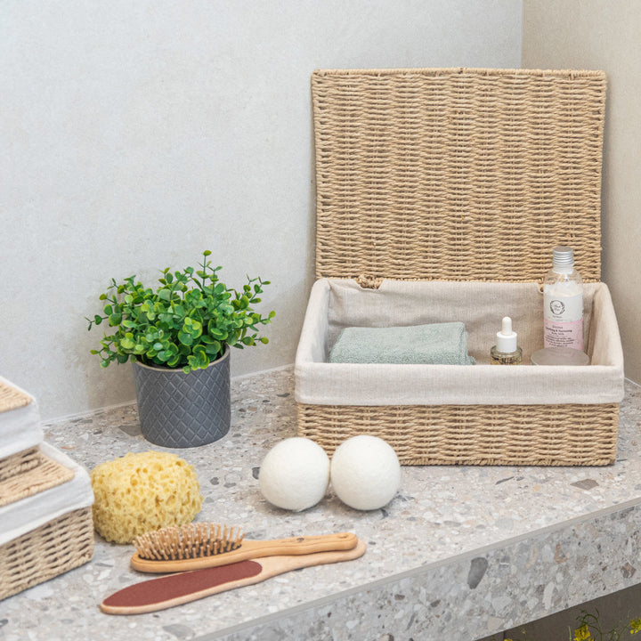 Καλάθι Αποθήκευσης & Οργάνωσης Με Επένδυση & Καπάκι 28x20x10cm Botanica Estia