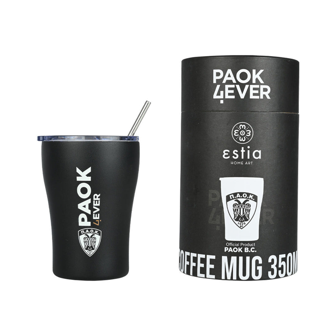 Estia Ποτήρι Θερμός 350ml Μαύρο ΠΑΟΚ Edition Coffee Mug