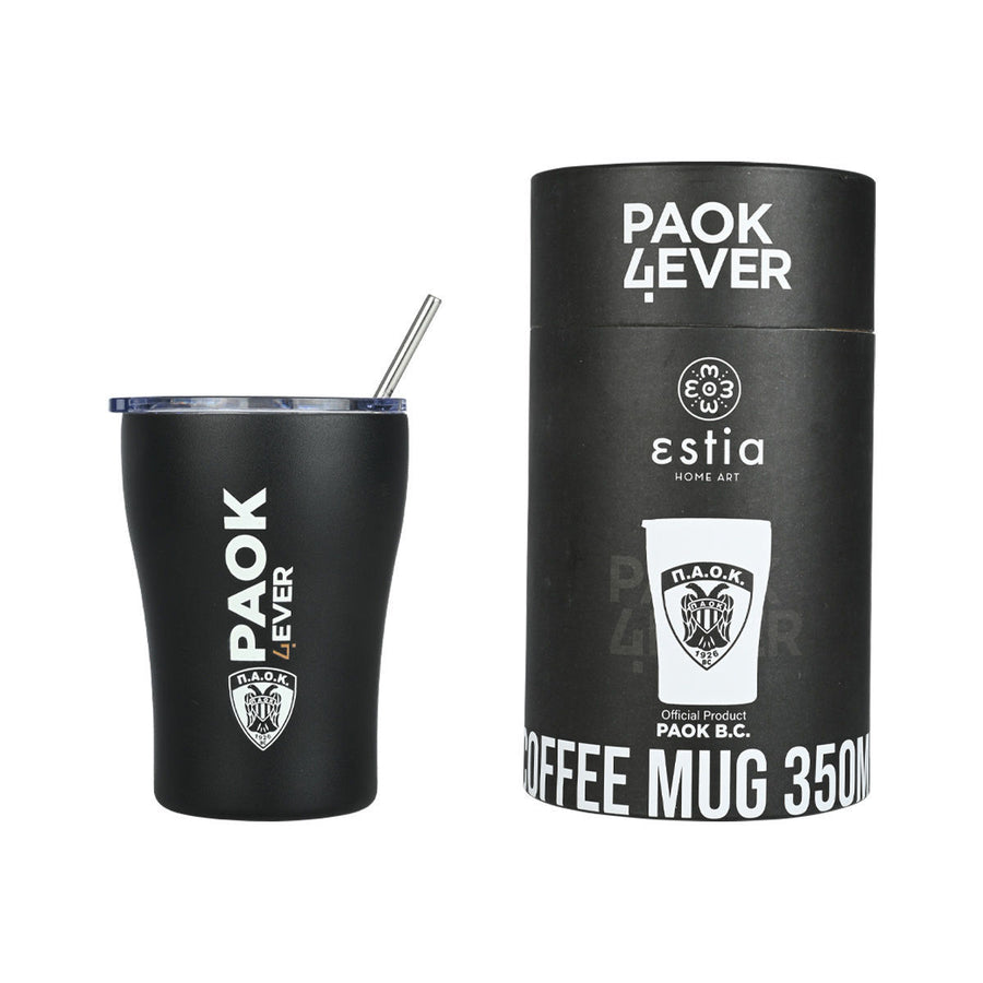 Estia Ποτήρι Θερμός 350ml Μαύρο ΠΑΟΚ Edition Coffee Mug