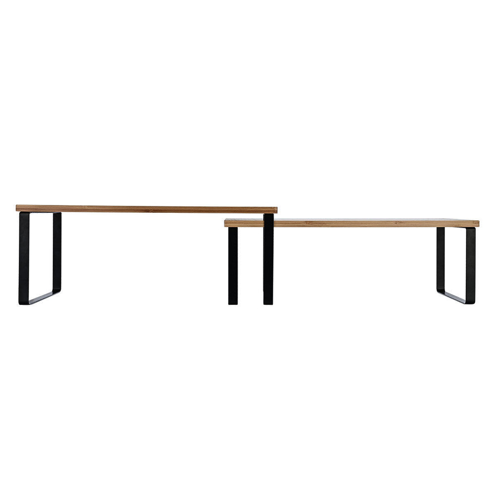 Ραφιέρα Οργάνωσης Πάγκου Ξύλινη Σετ 2τμχ Bamboo Essentials Estia