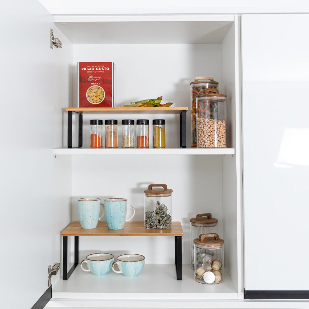 Ραφιέρα Οργάνωσης Πάγκου Ξύλινη Σετ 2τμχ Bamboo Essentials Estia