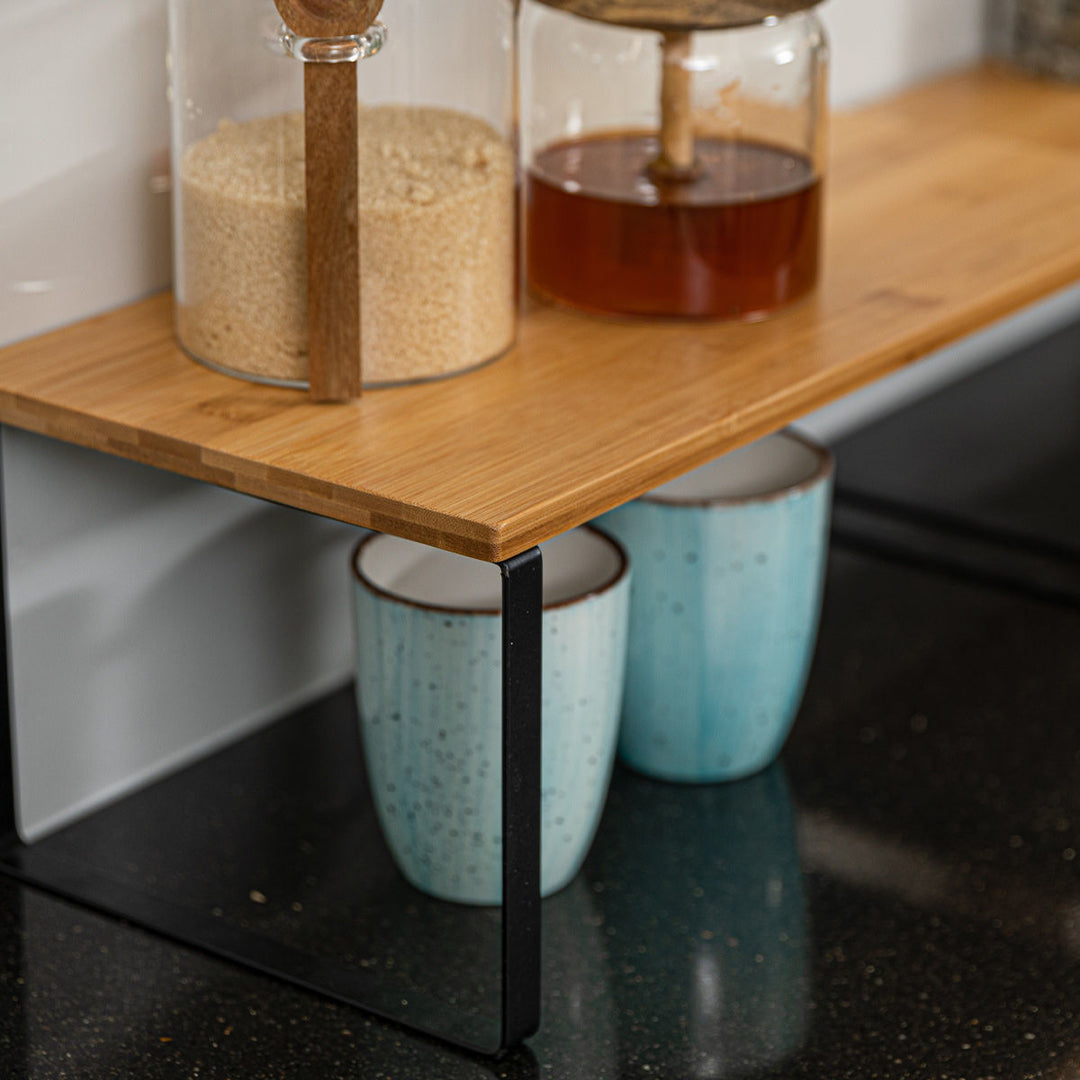 Ραφιέρα Οργάνωσης Πάγκου Ξύλινη Σετ 2τμχ Bamboo Essentials Estia