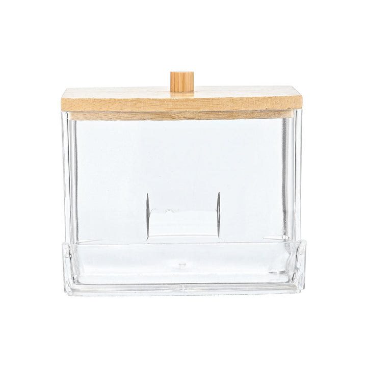Κουτί αποθήκευσης Bamboo Essentials Estia με ξύλινο καπάκι και διάφανα τοιχώματα.