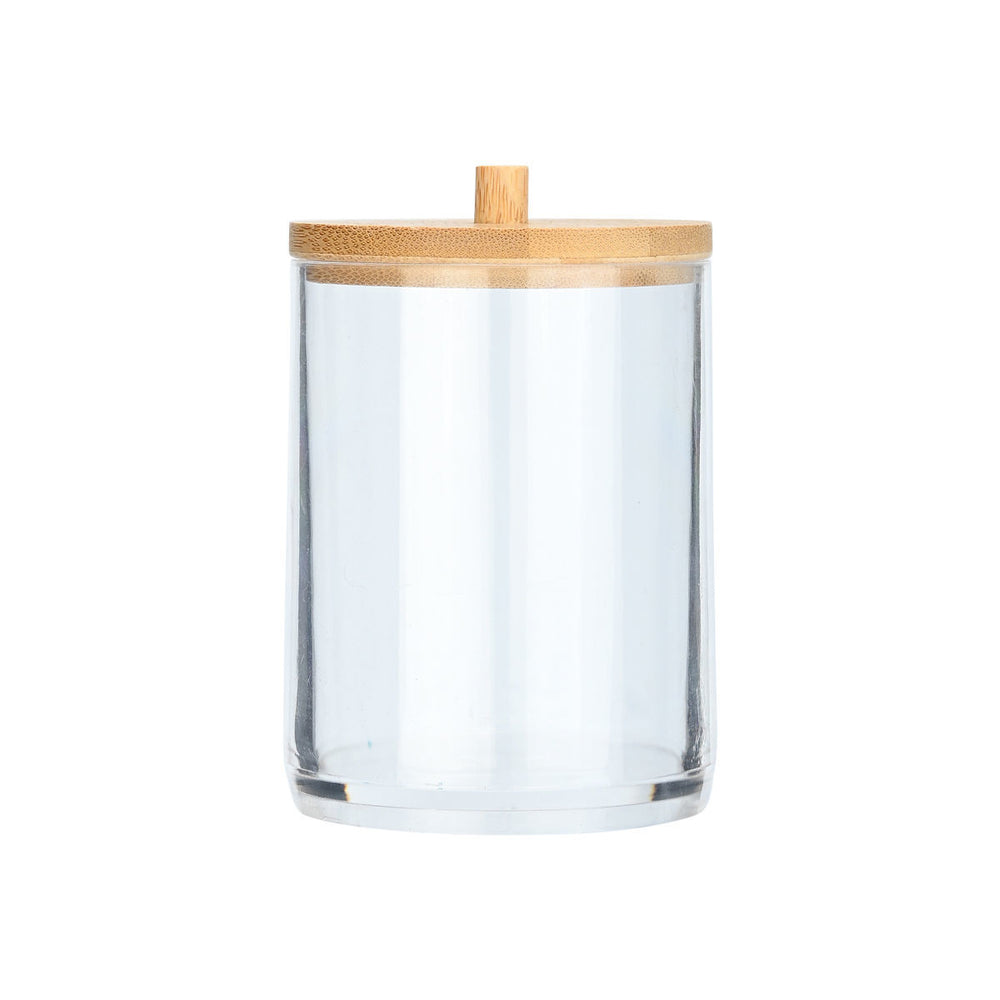 Κουτί Αποθήκευσης Και Οργάνωσης Bamboo Essentials Για Δίσκους Ντεμακιγιάζ 7X7X12cm Με Καπάκι Estia