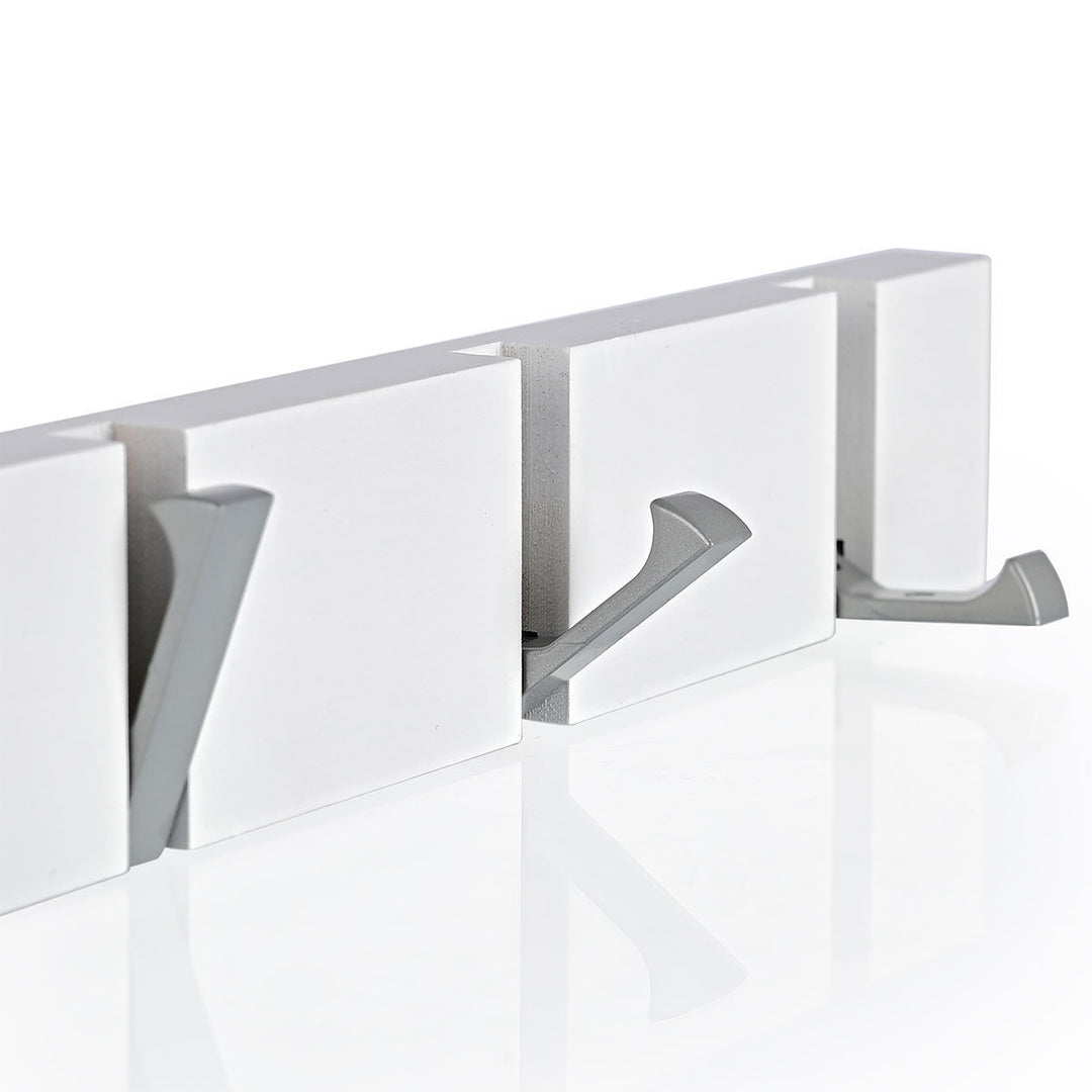 Κρεμάστρα Τοίχου 6 Θέσεων Με Αναδιπλούμενους Γάντζους Λευκή Ξύλινη Estia