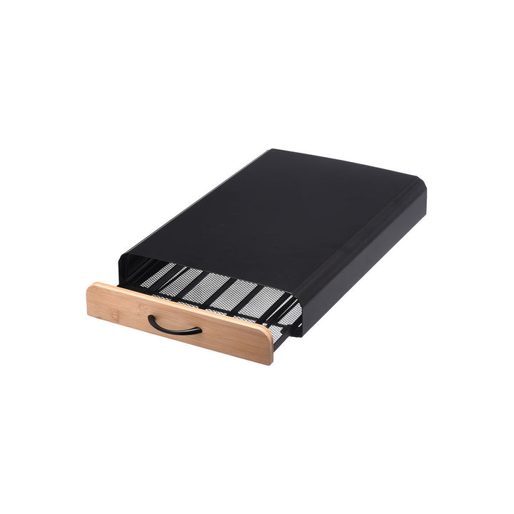 Θήκη Για Κάψουλες Espresso Συρταρωτή Μεταλλική Μαύρη 60 Θέσεων Bamboo Essentials Estia