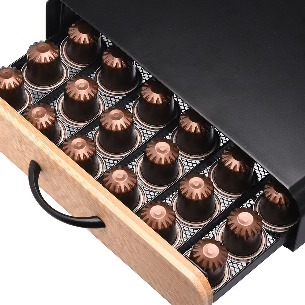 Θήκη Για Κάψουλες Espresso Συρταρωτή Μεταλλική Μαύρη 60 Θέσεων Bamboo Essentials Estia