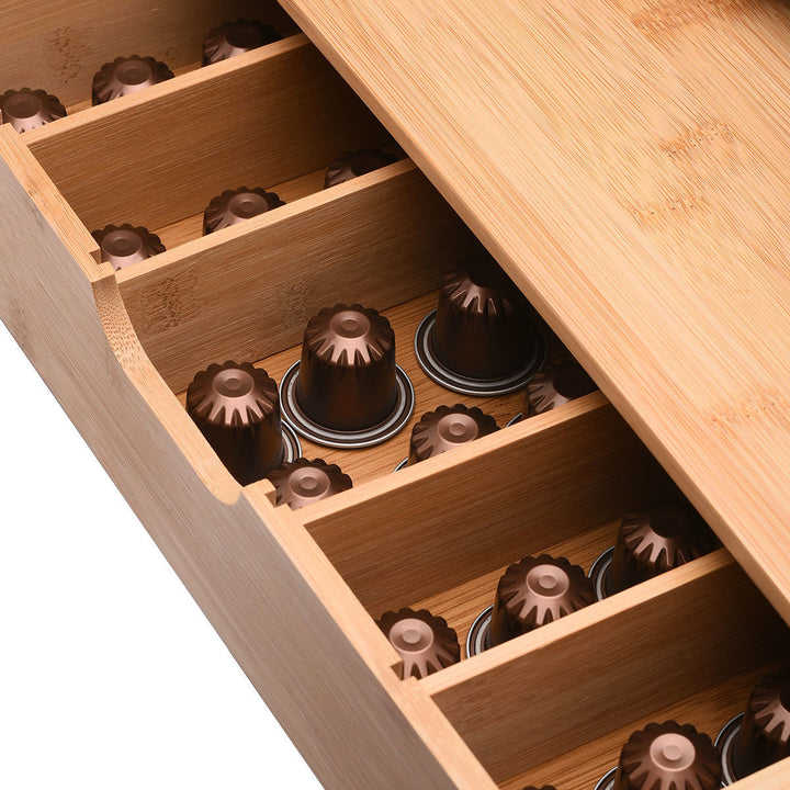 Θήκη Για Κάψουλες Espresso Συρταρωτή Ξύλινη Με 5 Ρυθμιζόμενες Θέσεις Bamboo Essentials Estia