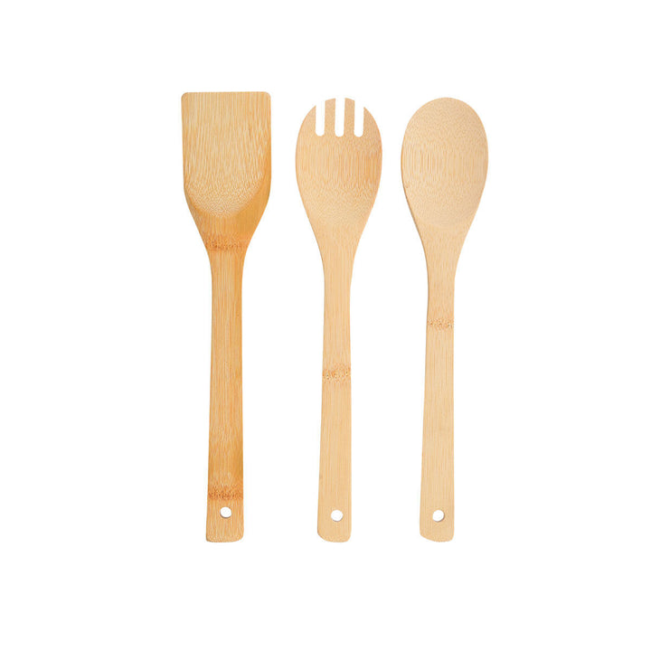 Τρία ξύλινα εργαλεία μαγειρικής Bamboo Essentials Estia σε φυσικό bamboo φινίρισμα.