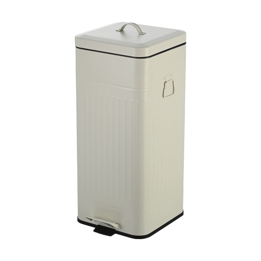 Κάδος Απορριμάτων Κουζίνας Ατσάλινος Εκρού Με Λαβή 30lt Estia