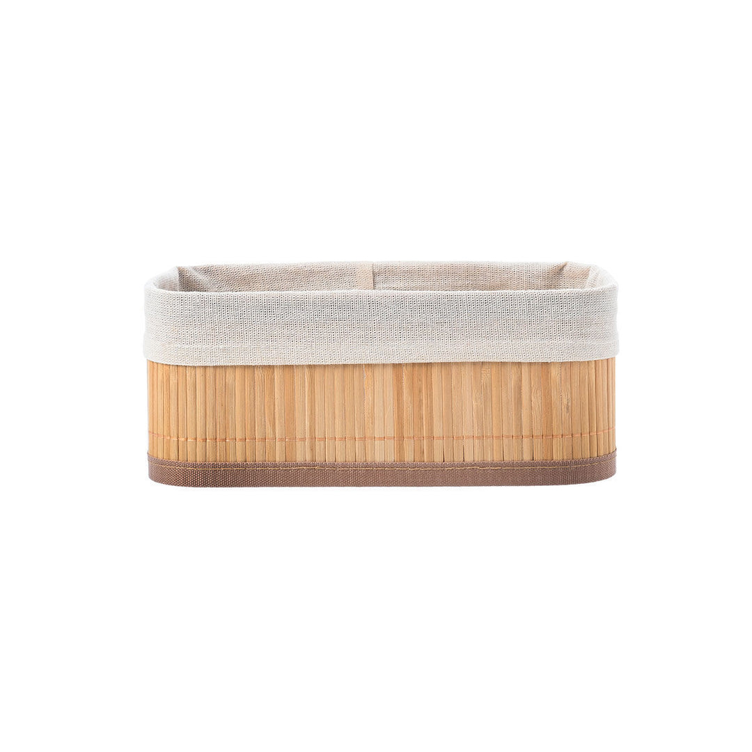 Καλάθι Αποθήκευσης & Οργάνωσης Με Επένδυση Μπεζ 24.5x15cm Bamboo Essentials Estia