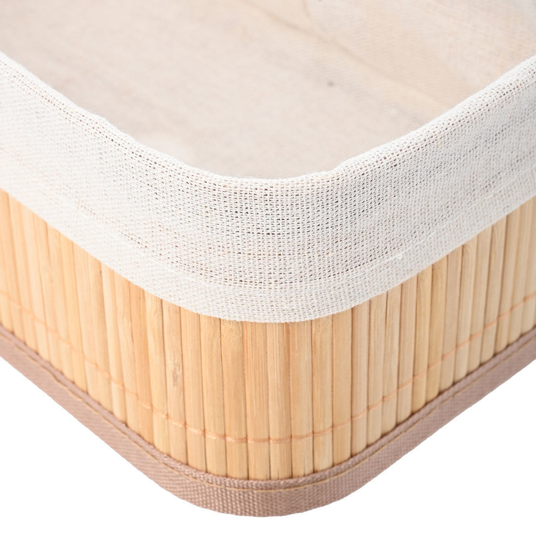 Καλάθι Αποθήκευσης & Οργάνωσης Με Επένδυση Μπεζ 30x20cm Bamboo Essentials Estia