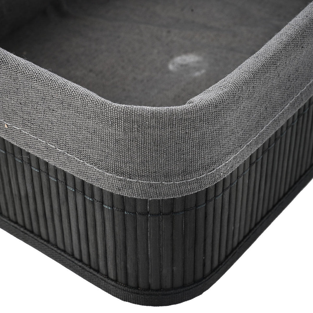 Καλάθι Αποθήκευσης & Οργάνωσης Με Επένδυση Μαύρο 24.5x15cm Bamboo Essentials Estia