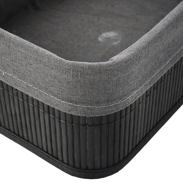 Καλάθι Αποθήκευσης & Οργάνωσης Με Επένδυση Μαύρο 24.5x15cm Bamboo Essentials Estia