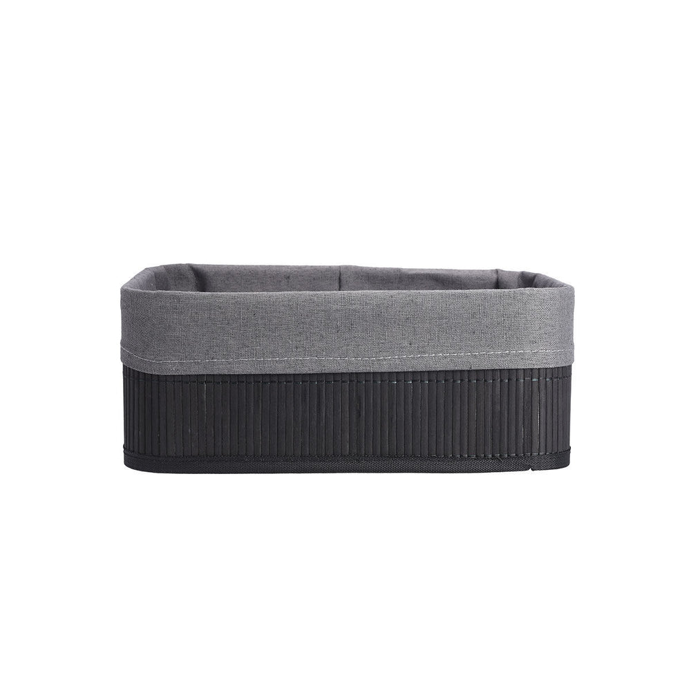 Καλάθι Αποθήκευσης & Οργάνωσης Με Επένδυση Μαύρο 30x25cm Bamboo Essentials Estia