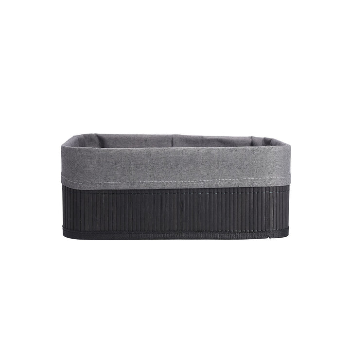 Καλάθι Αποθήκευσης & Οργάνωσης Με Επένδυση Μαύρο 30x25cm Bamboo Essentials Estia