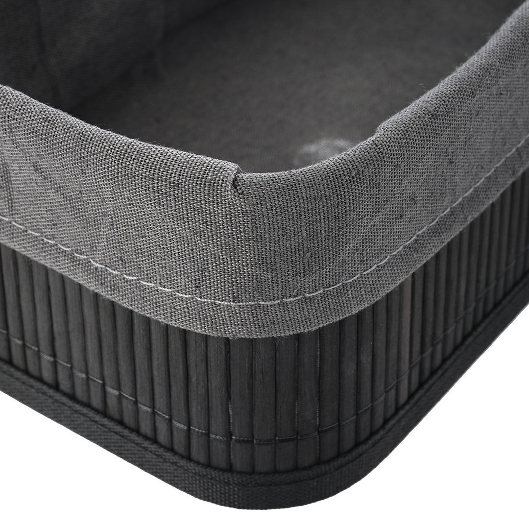 Καλάθι Αποθήκευσης & Οργάνωσης Με Επένδυση Μαύρο 30x25cm Bamboo Essentials Estia