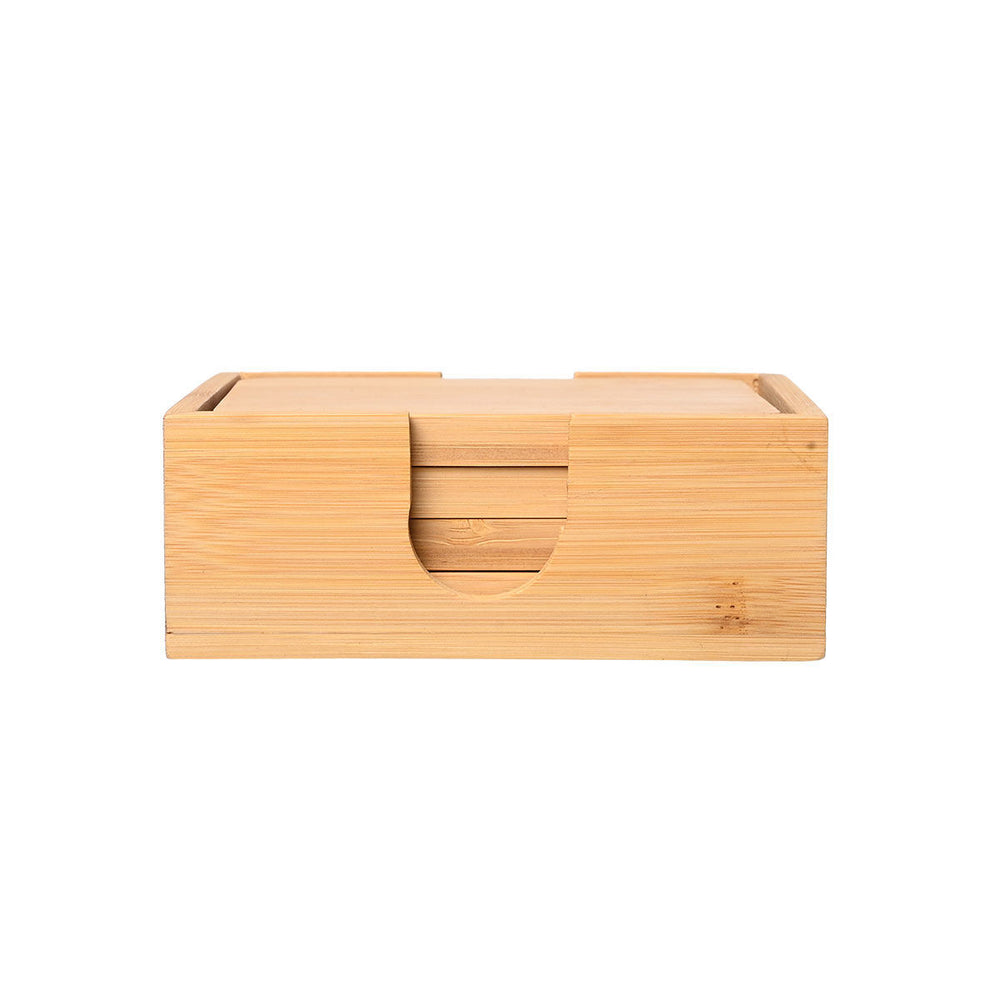 Σουβέρ Ξύλινα Σετ 5τμχ Με Θήκη 11x11cm Bamboo Essentials Estia