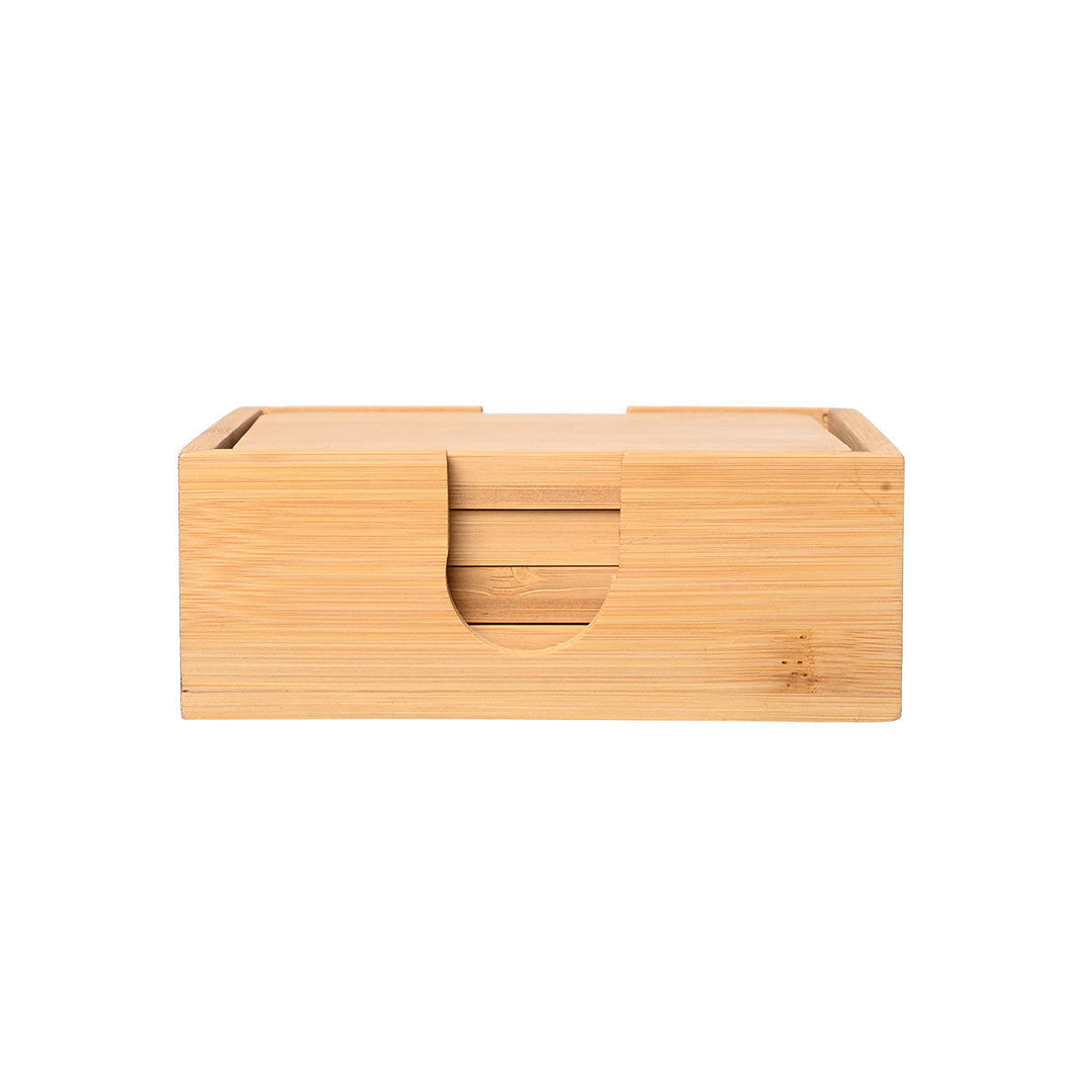 Σουβέρ Ξύλινα Σετ 5τμχ Με Θήκη 11x11cm Bamboo Essentials Estia