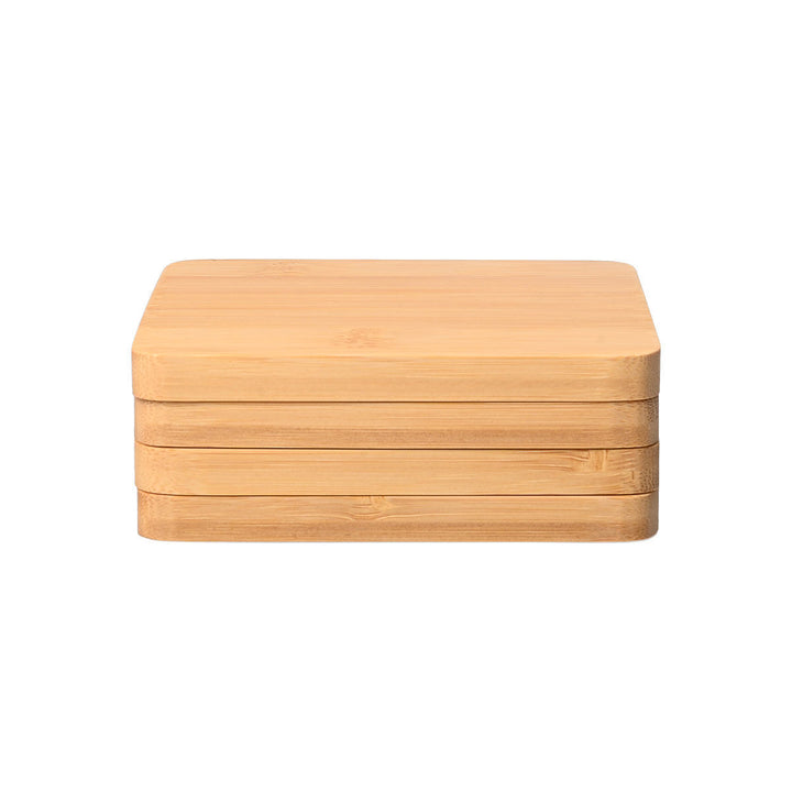 Σουβέρ Ξύλινα Σετ 5τμχ Με Θήκη 11x11cm Bamboo Essentials Estia