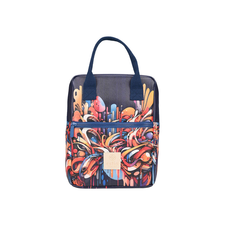 Τσάντα Φαγητού Ισοθερμική 7lt Estia Save The Aegean Μπλε Με Πολύχρωμα Σχέδια Vibrant Vortex