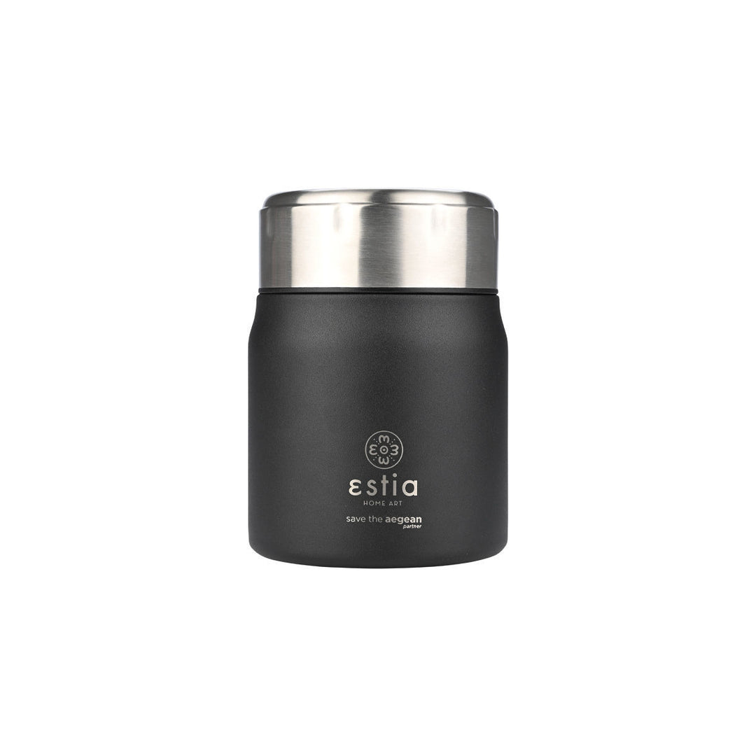 Estia Φαγητοδοχείο Θερμός Με Κουτάλι Save The Aegean 0.5lt Μαύρο Midnight Black Lunch Pot