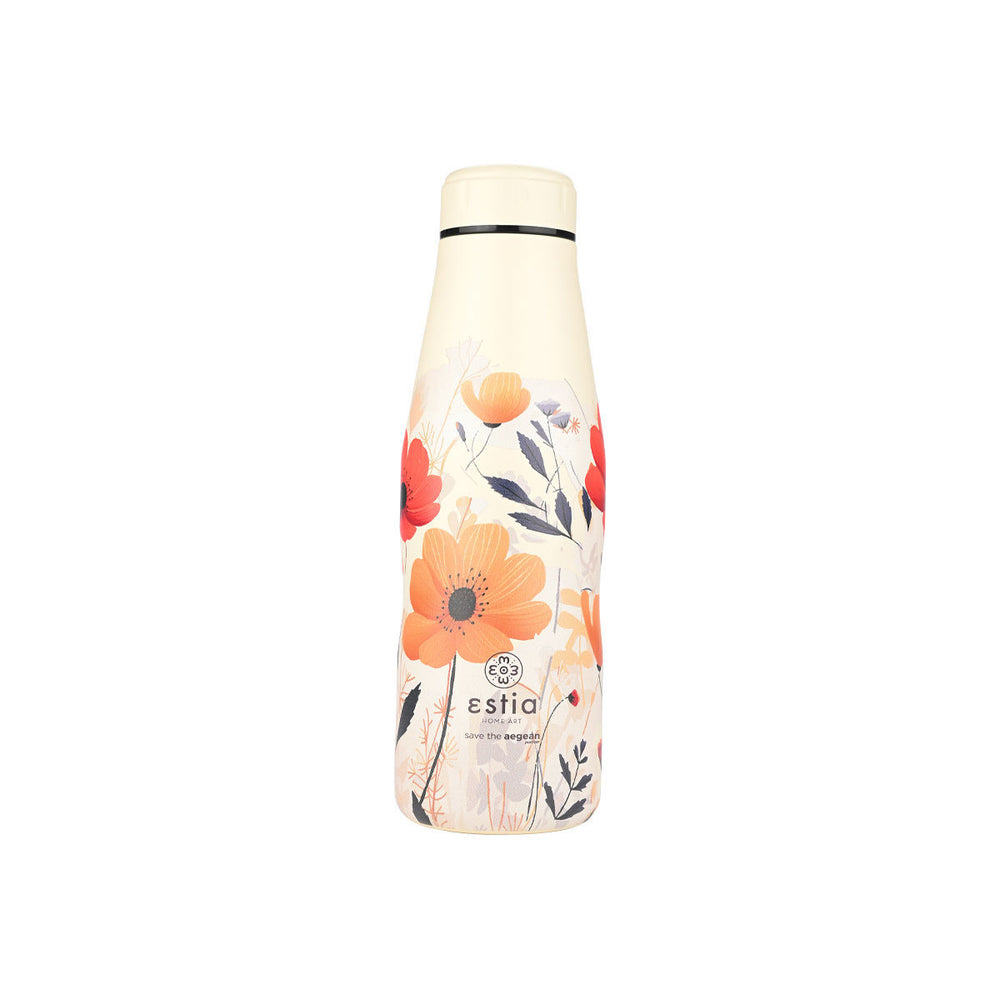 Estia Μπουκάλι Θερμός Save The Aegean 500ml Εκρού Φλοράλ Summer Reverie
