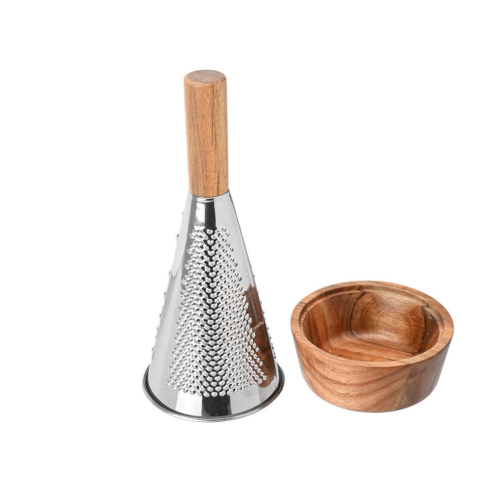 Τρίφτης Κωνικός Ανοξείδωτος Με Ξύλινο Δοχείο Allure Estia