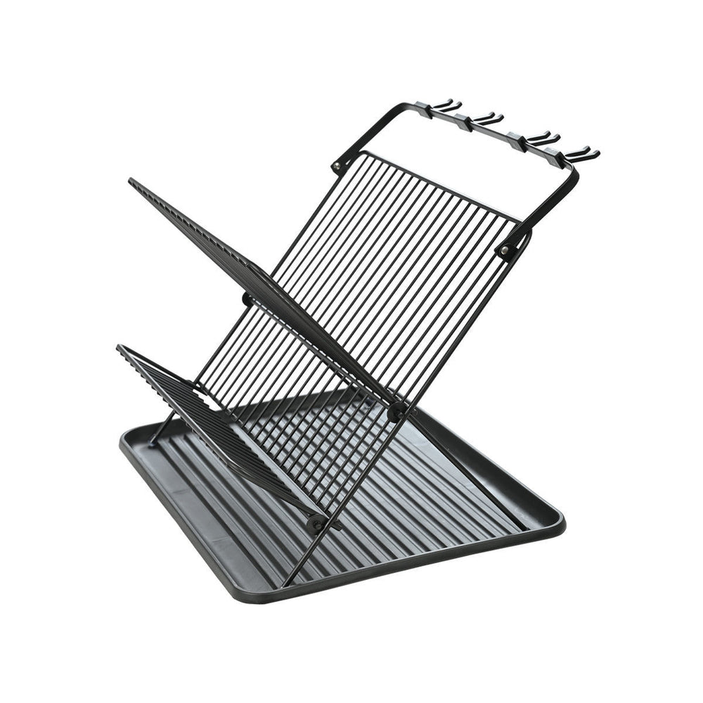 Πιατοθήκη Μεταλλική Αναδιπλούμενη Με 2 Επίπεδα Μαύρη Estia 42,5X32X27.5cm