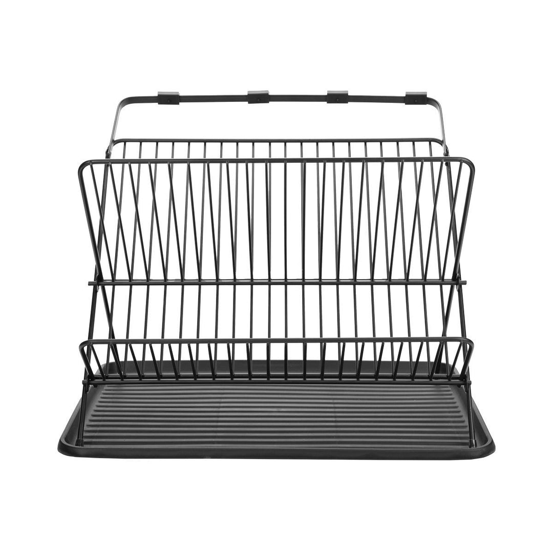 Πιατοθήκη Μεταλλική Αναδιπλούμενη Με 2 Επίπεδα Μαύρη Estia 42,5X32X27.5cm
