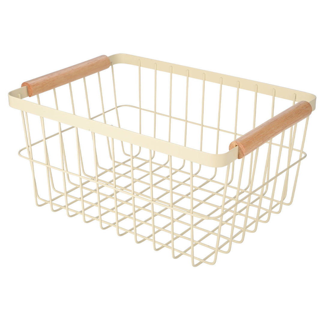 Καλάθι Οργάνωσης Μεταλλικό Με Ξύλινες Λαβές 33x22 Ivory Allure Estia
